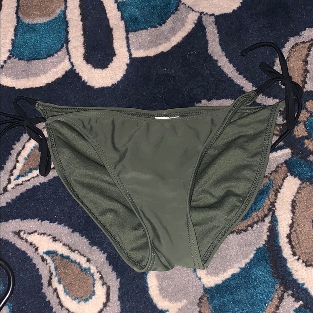 Rouched olive bikini bottoms